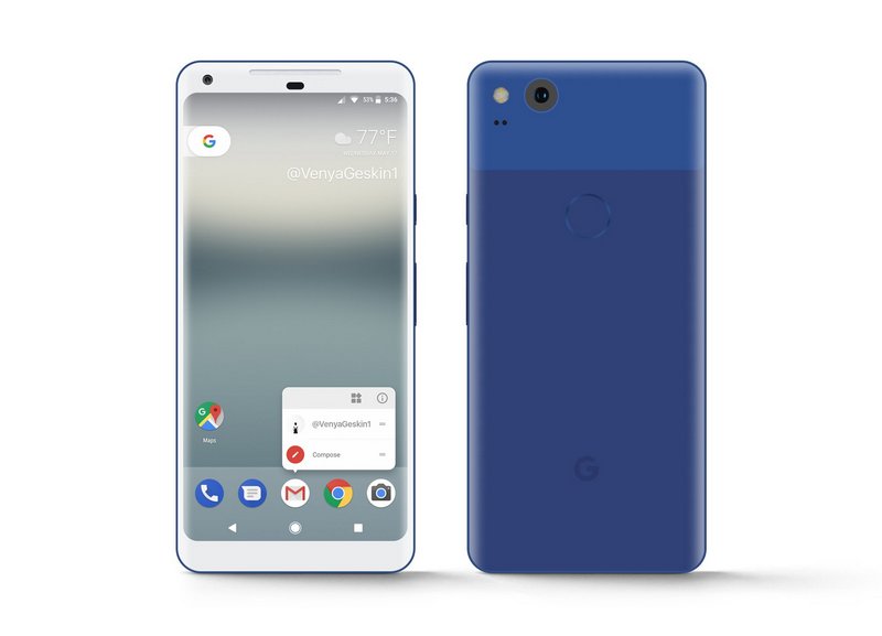 مدل‌های آبی و نقره‌ای رنگ گوشی Pixel XL 2017