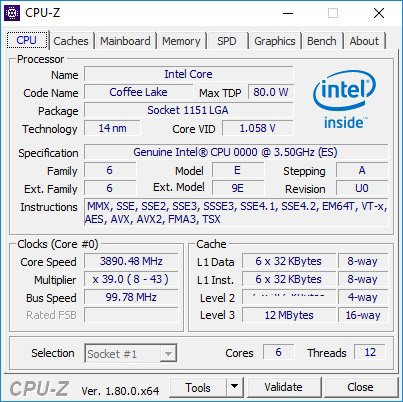 پردازنده شش هسته‌ای Coffe Lake اینتل در CPU-Z فاش شد