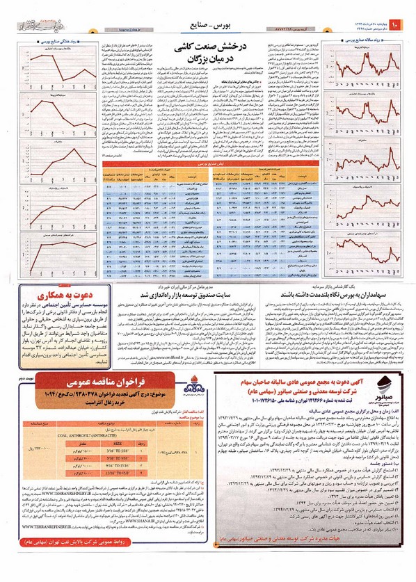 صفحه بورس روزنامه‌های 6خرداد