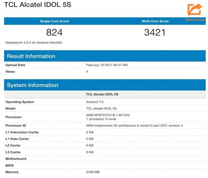 Alcatel Idol 5S در گیک بنچ قرار گرفت