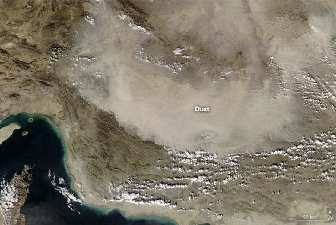 عکس ناسا از گرد و غبار جنوب شرق ایران