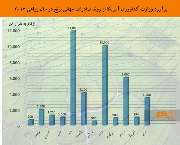 آخرین برآوردها از روند صادرات جهانی برنج در سال 2017