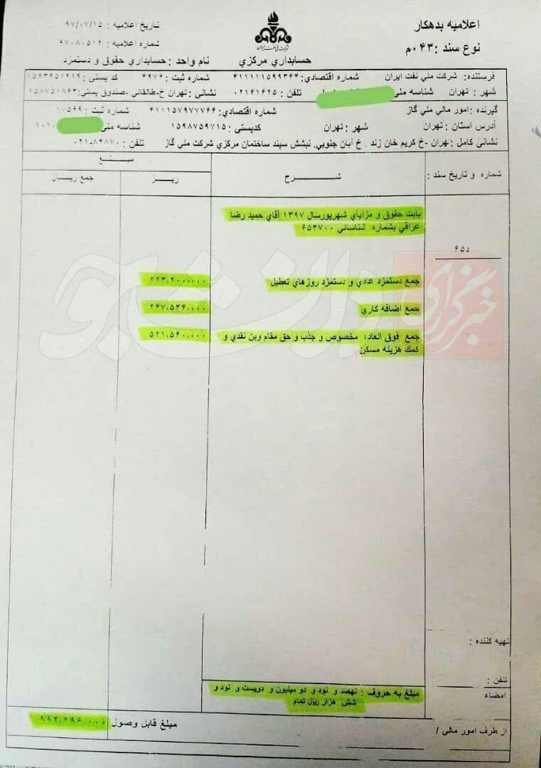 تکذیب حقوق ۹۹ میلیونی مدیرعامل پیشین شرکت ملی گاز