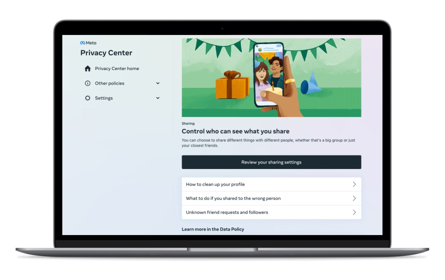 متا با Privacy Center، نحوه گردآوری داده‌ها و استفاده از آن‌ها را توضیح می‌دهد