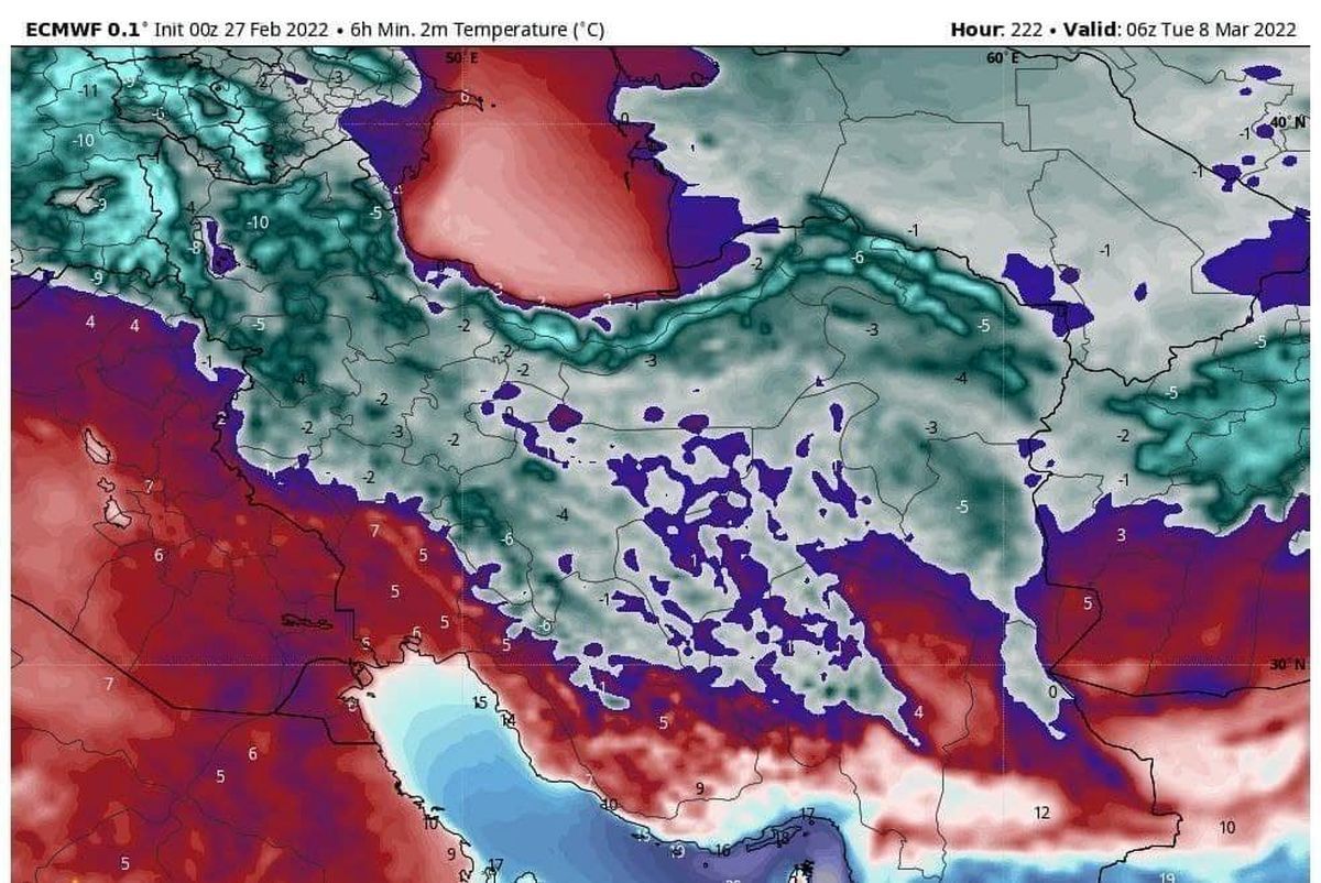 یخبندان گسترده در راه ایران