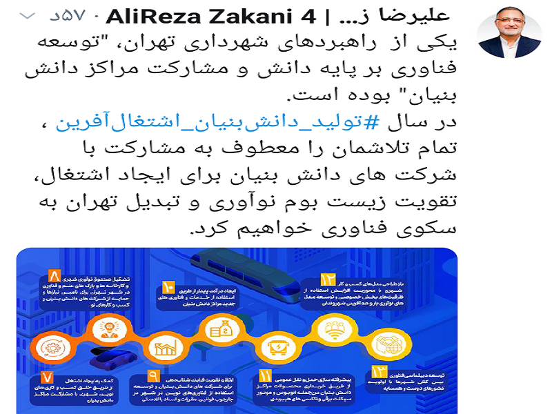 زاکانی: تمام تلاش‌مان را معطوف به تبدیل تهران به سکوی فناوری می‌کنیم