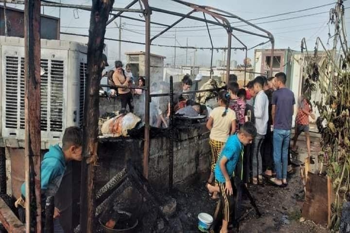 آتش سوزی در اردوگاه آوارگان ایزدی در اقلیم کردستان