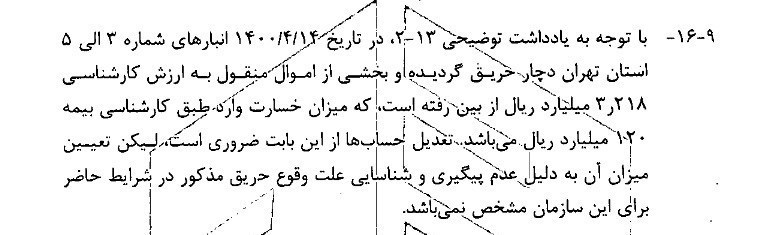 خسارت آتش‌سوزی انبار اموال تملیکی در سال ۱۴۰۰ چقدر بود؟