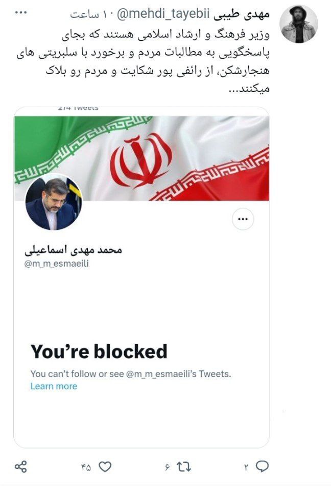 انتقاد و مطالبه مخاطبان پیرامون رفتارهای غیرقانونی سلبریتی ها با «بلاک» پاسخ داده شد!