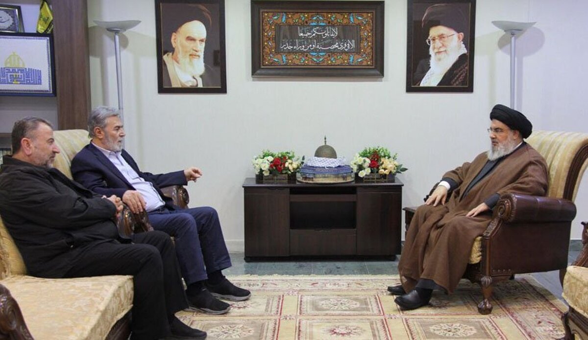 سید حسن نصرالله، دبیر کل حزب الله لبنان، با معاون حماس و همچنین دبیر کل جهاد اسلامی دیدار کرد