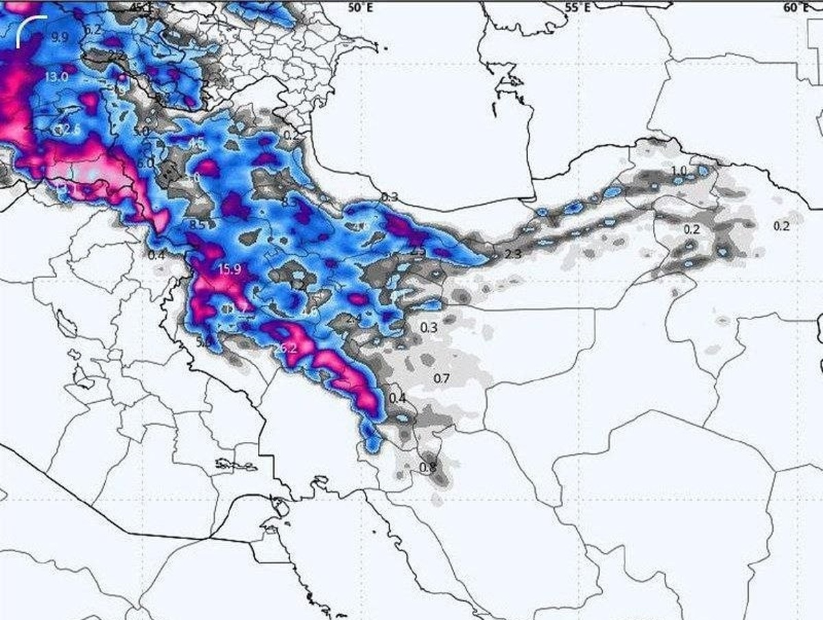 موج سنگین و سرد بارندگی جمعه وارد ایران می‌شود