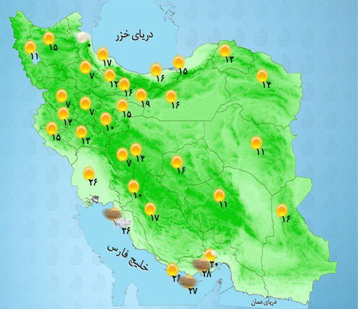 بارش باران در استان‌های غربی و جنوبی کشور