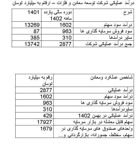 رشد 20 درصدی سرمایه گذاری «ومعادن» 1402