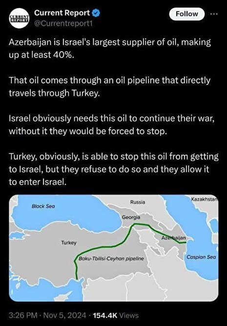 آذربایجان بزرگترین تامین‌کننده نفت اسرائیل